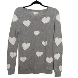 Christian Siriano Women’s Cozy Gray Heart Cotton Scoop Neck Sweater size S